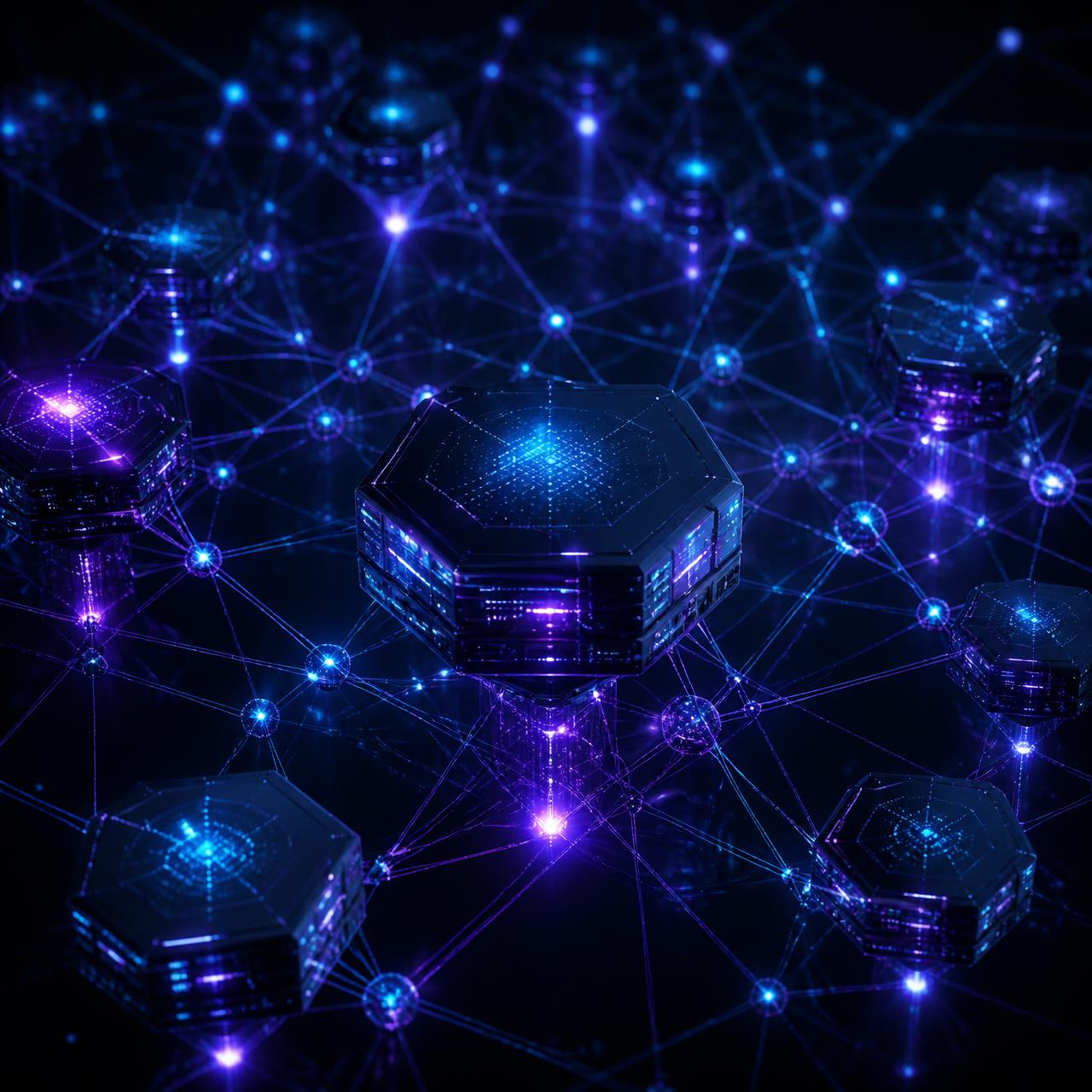 Distributed compute mesh of glowing blockchain nodes